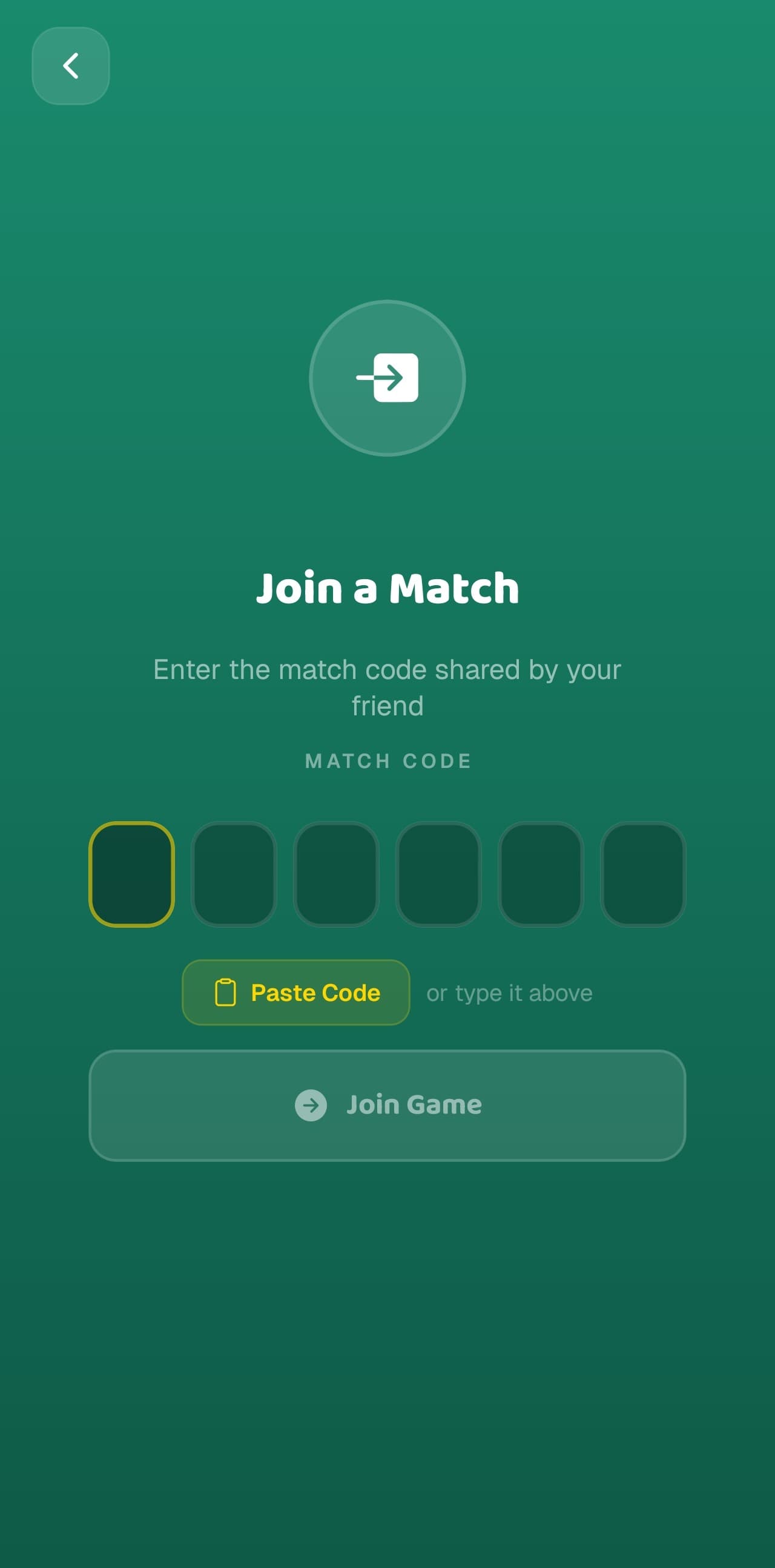 Join match screen